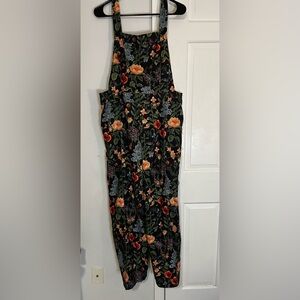 Cider Curve Lightweight Corduroy Floral Pocket Wide-leg Jumpsuit